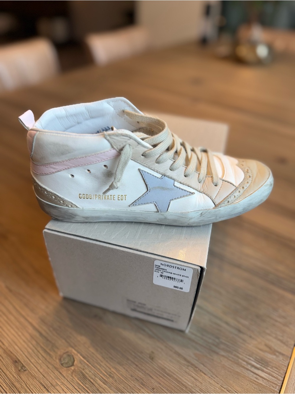 Golden Goose Mid Star White and Beige Sneaker